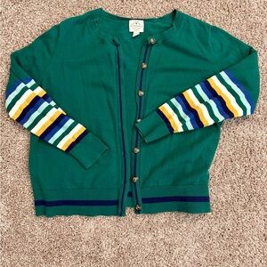 Green and Striped Thin Cardigan
